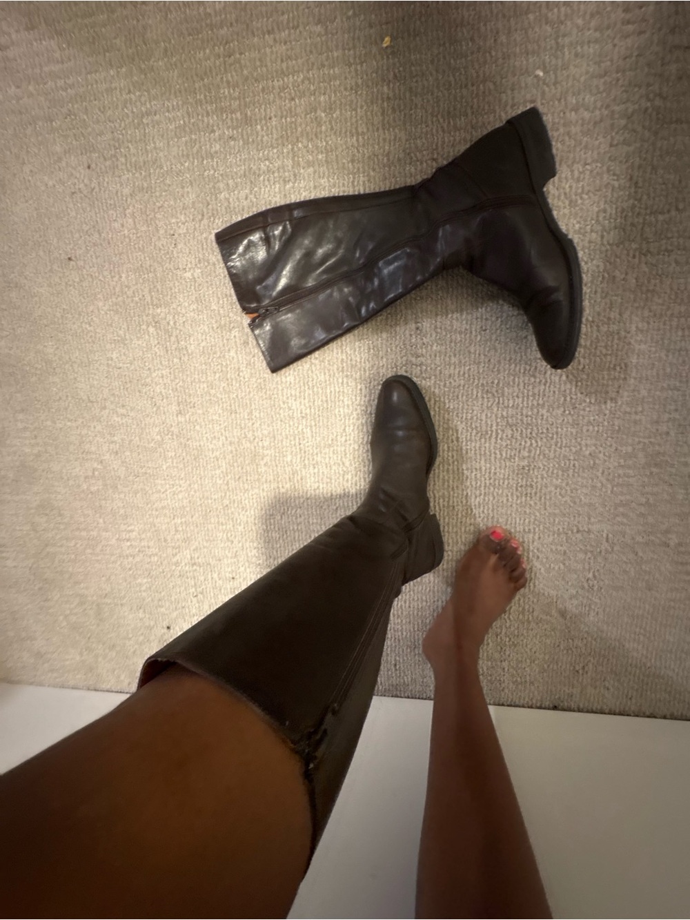Women's Tall Black brown Leather Riding Boots